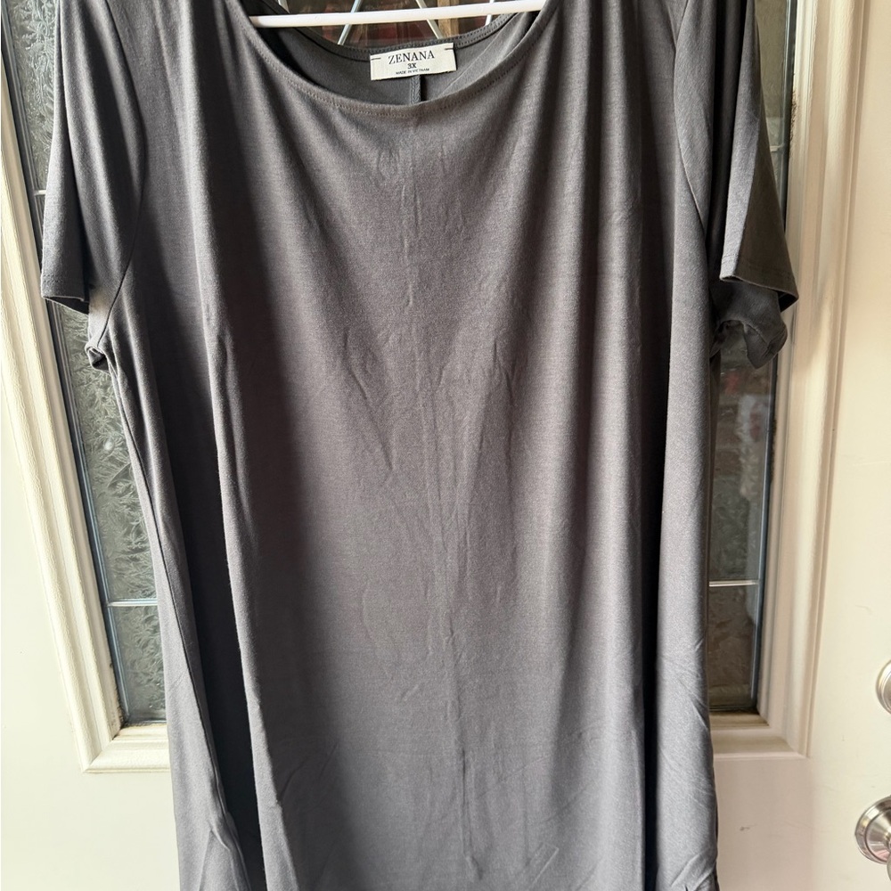 Zenana Dark Gray Short Sleeve Top IF YOU KNOW YOU KNOW QUALITY